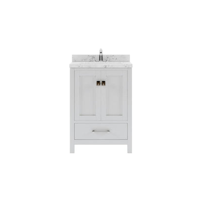 Caroline Avenue 24" Single Bath Vanity in White with White Quartz Countertop white background