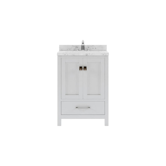 Caroline Avenue 24" Single Bath Vanity in White with White Quartz Countertop white background