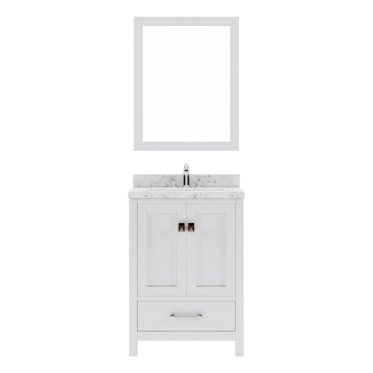 Caroline Avenue 24" Single Bath Vanity in White with White Quartz Top and Sink white background