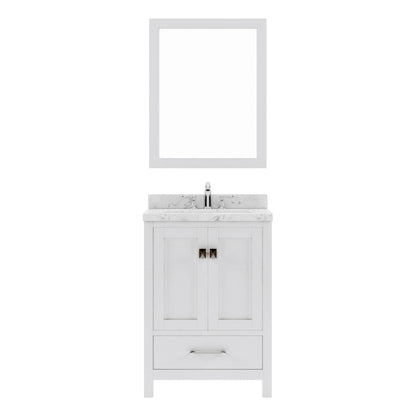 Caroline Avenue 24" Single Bath Vanity in White with White Quartz Top and Sink white background