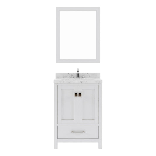 Caroline Avenue 24" Single Bath Vanity in White with White Quartz Top and Sink white background