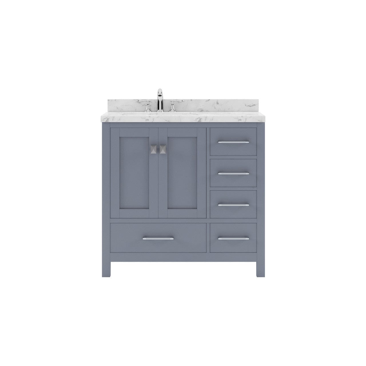 Caroline Avenue 36" Bathroom Vanity in Gray with White Quartz Top white background