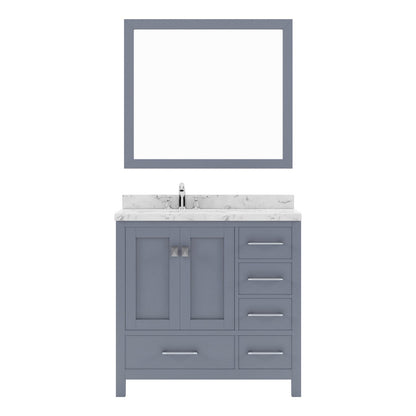 Caroline Avenue 36" Single Bath Vanity in Gray with White Quartz Countertop white background