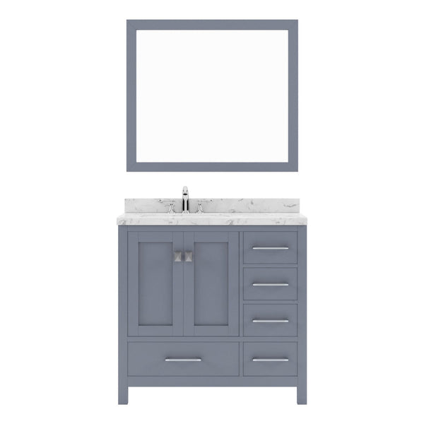 Caroline Avenue 36 Single Bath Vanity in Gray with White Quartz Countertop white background