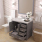 Caroline Avenue 36" Single Bath Vanity in Gray with White Quartz Countertop drawers open