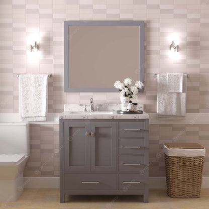 Caroline Avenue 36" Single Bath Vanity in Gray with White Quartz Countertop front view