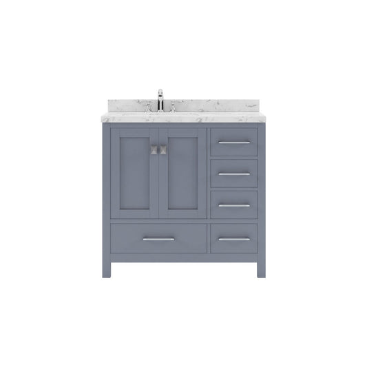 Virtu USA Vanities Caroline Avenue 36" Single Bath Vanity in Gray with White Quartz Top