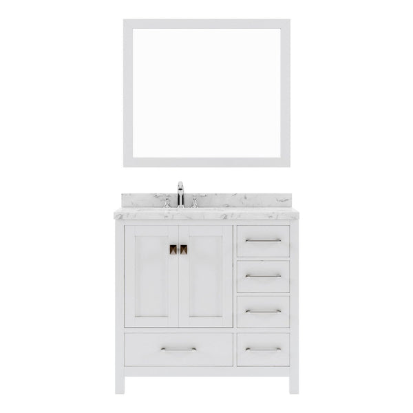Caroline Avenue 36 Single Bath Vanity in White with White Quartz Countertop white background
