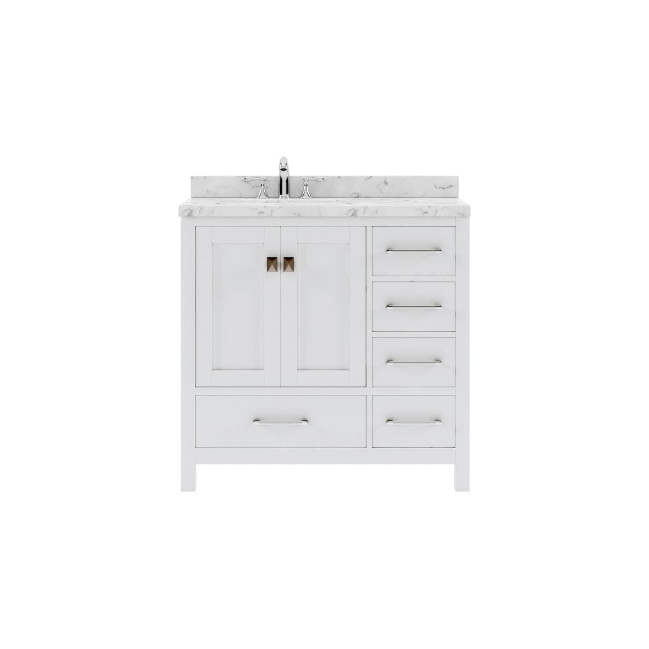 Virtu USA Vanities Caroline Avenue 36" Single Bath Vanity in White with White Quartz Top