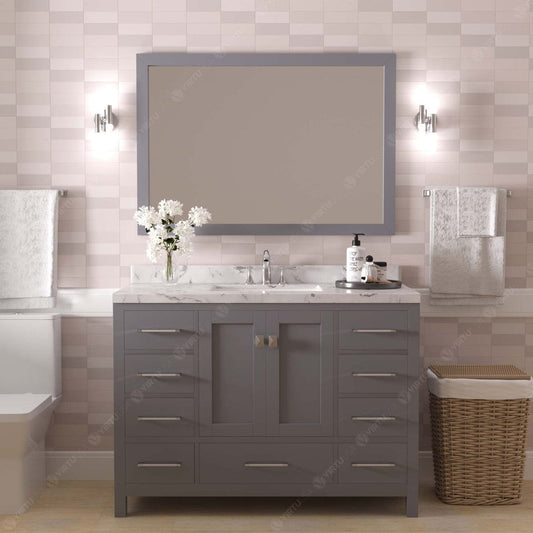 Caroline Avenue 48" Single Bath Vanity in Gray with White Quartz Top and Sink front view
