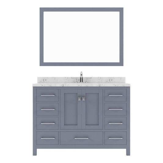 Caroline Avenue 48" Single Bath Vanity in Gray with White Quartz Top and Sink white background