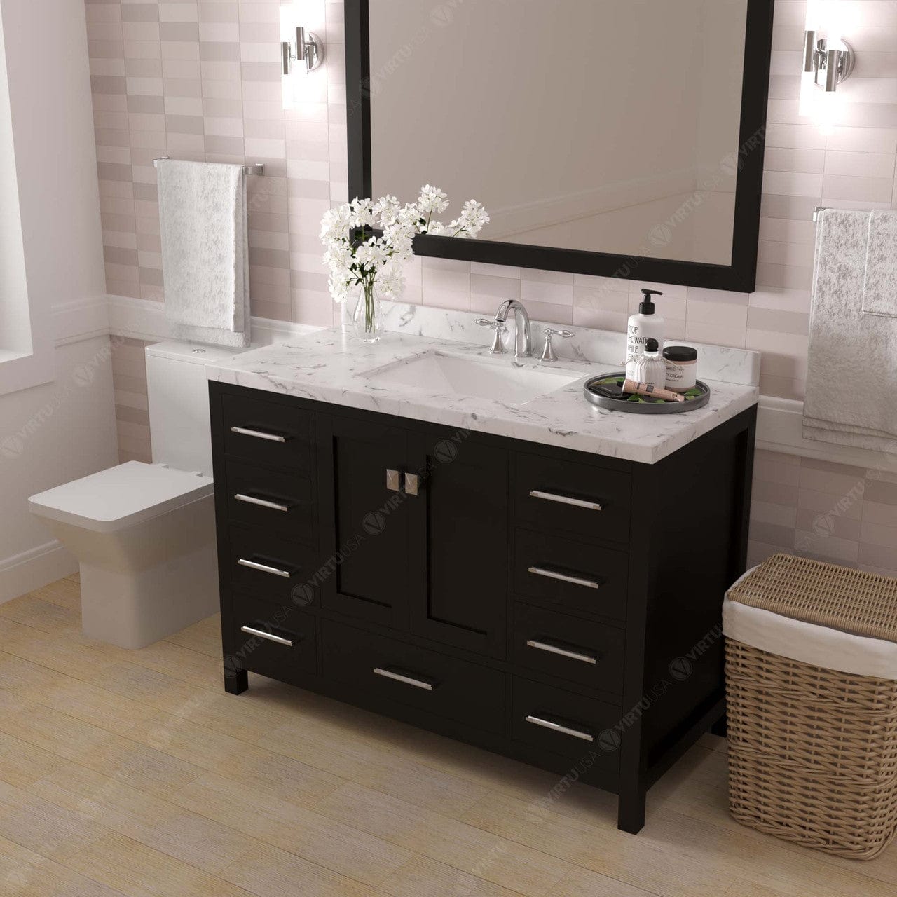 Caroline Avenue 48" Bathroom Vanity in Espresso with Quartz Top side view