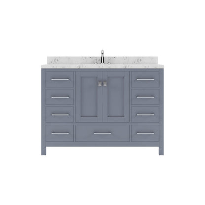 Caroline Avenue 48" Bathroom Vanity in Gray with White Quartz Top white background