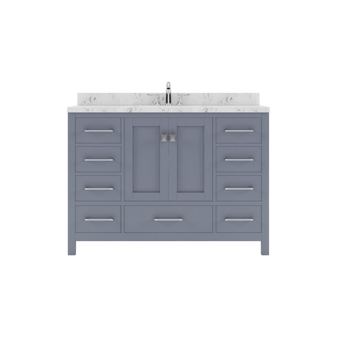 Caroline Avenue 48" Bathroom Vanity in Gray with White Quartz Top white background