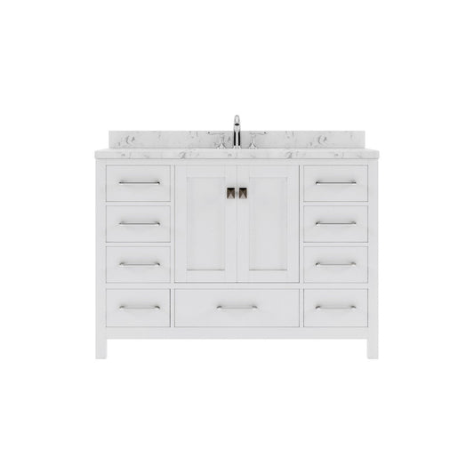 Caroline Avenue 48" Bathroom Vanity in White with White Quartz Countertop white background