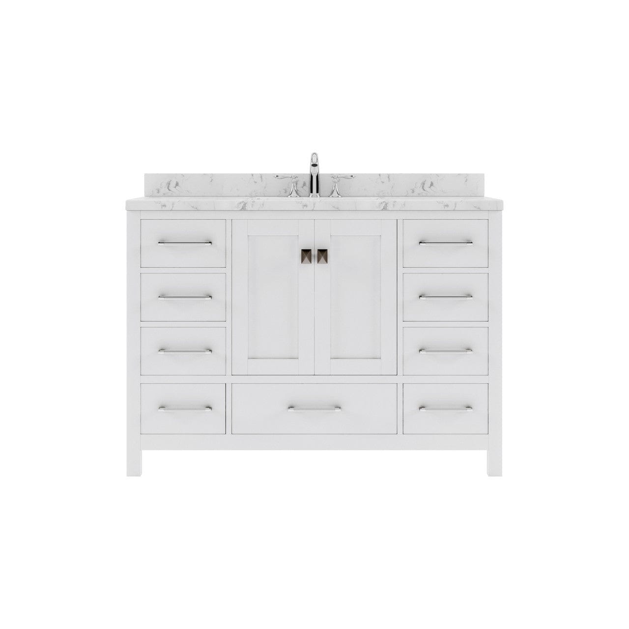 Caroline Avenue 48" Bathroom Vanity in White with White Quartz Countertop white background