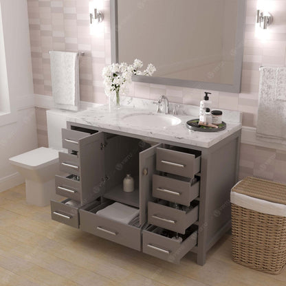 Caroline Avenue 48" Single Bath Vanity in Cashmere Gray with Quartz Countertop  drawers open