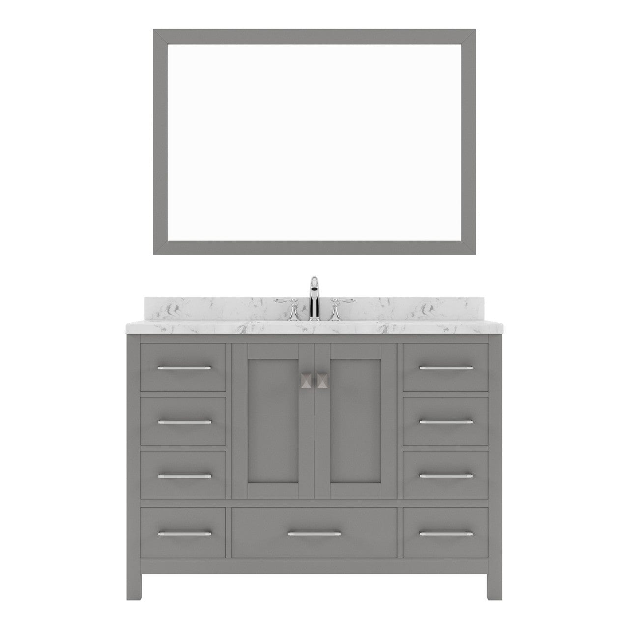 Caroline Avenue 48" Single Bath Vanity in Cashmere Gray with Quartz Top and Sink front view white background