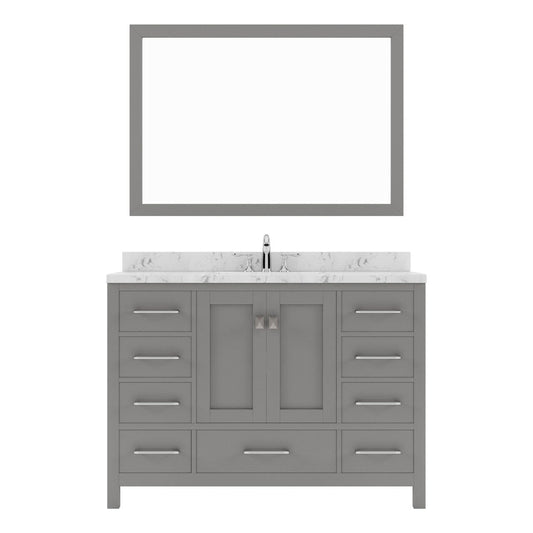 Caroline Avenue 48" Single Bath Vanity in Cashmere Gray with Quartz Top and Sink front view white background