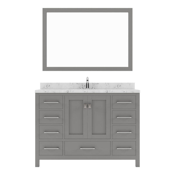 Caroline Avenue 48 Single Bath Vanity in Cashmere Gray with Quartz Top and Sink front view white background