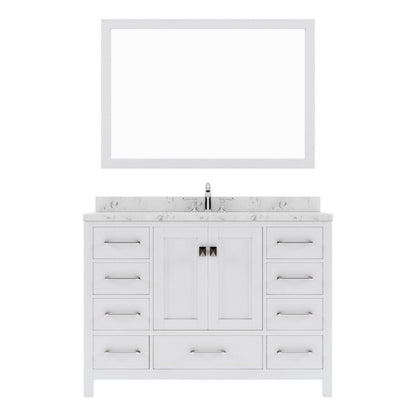 Caroline Avenue 48" Single Bath Vanity in White with White Quartz Top white background