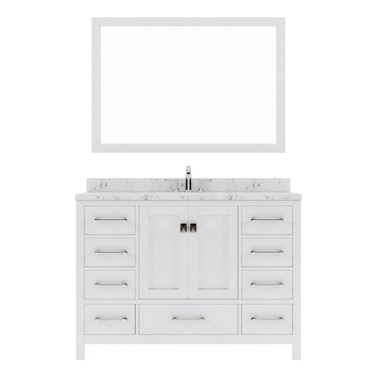 Caroline Avenue 48" Single Bath Vanity in White with White Quartz Top white background