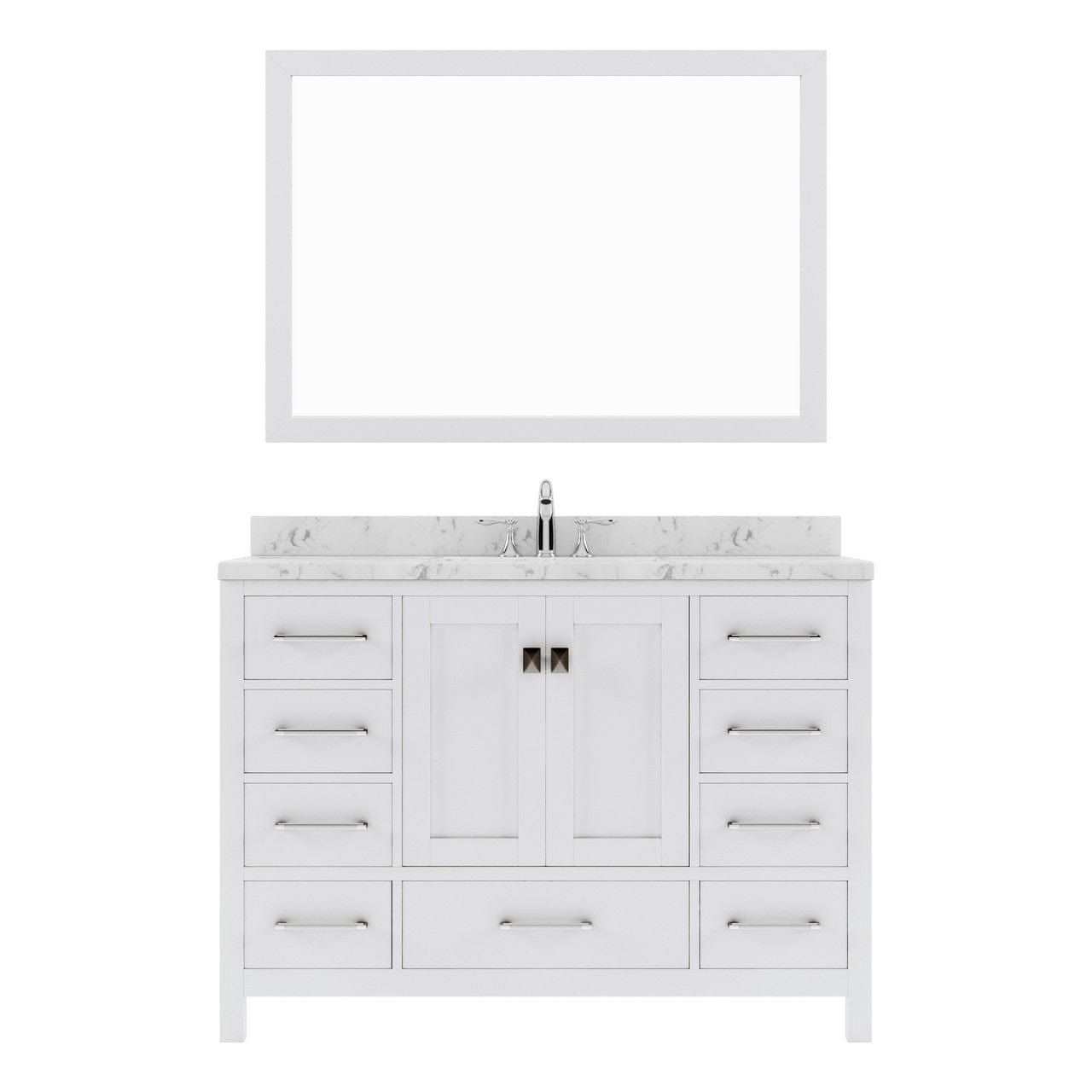 Caroline Avenue 48" Single Bath Vanity in White with White Quartz Top white background