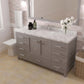 Caroline Avenue 60" Bathroom Vanity in Cashmere Gray with Quartz Countertop side view