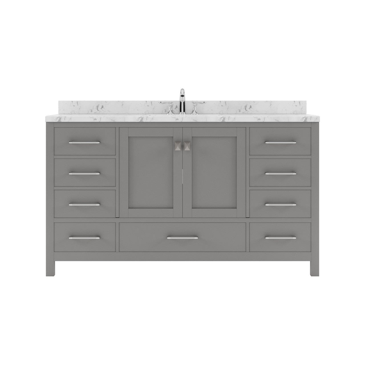 Caroline Avenue 60" Bathroom Vanity in Cashmere Gray with Quartz Countertop white background