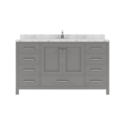 Caroline Avenue 60" Bathroom Vanity in Cashmere Gray with Quartz Countertop white background