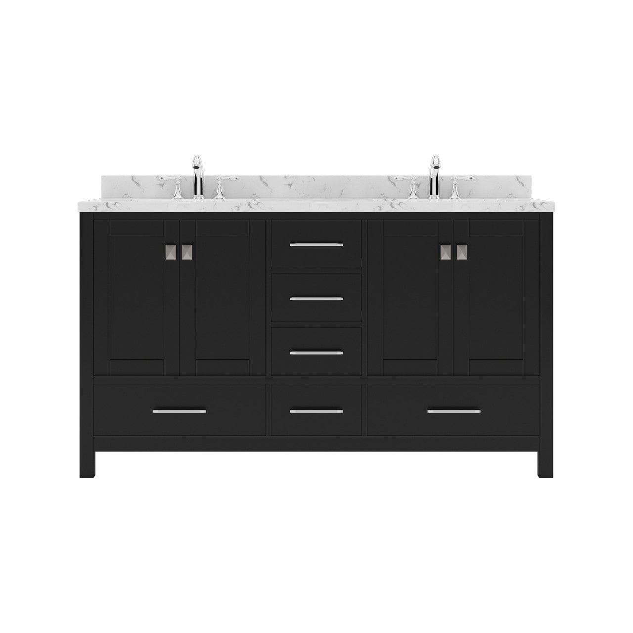 Caroline Avenue 60" Bathroom Vanity in Espresso with Quartz Countertop white background