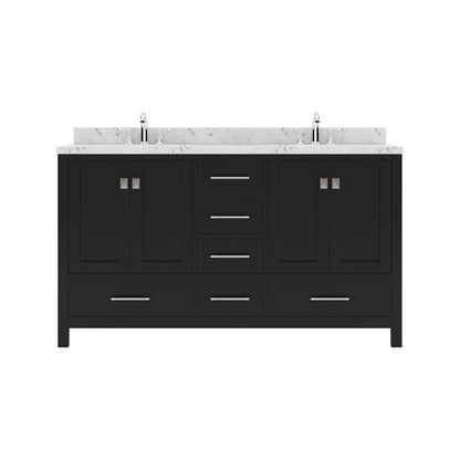 Caroline Avenue 60" Bathroom Vanity in Espresso with Quartz Countertop white background