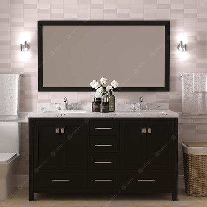 Caroline Avenue 60" Bathroom Vanity in Espresso with Quartz Countertop front view