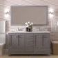 Caroline Avenue 60" Bathroom Vanity in Gray with White Quartz Countertop front view