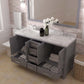 Caroline Avenue 60" Bathroom Vanity in Gray with White Quartz Countertop drawers open