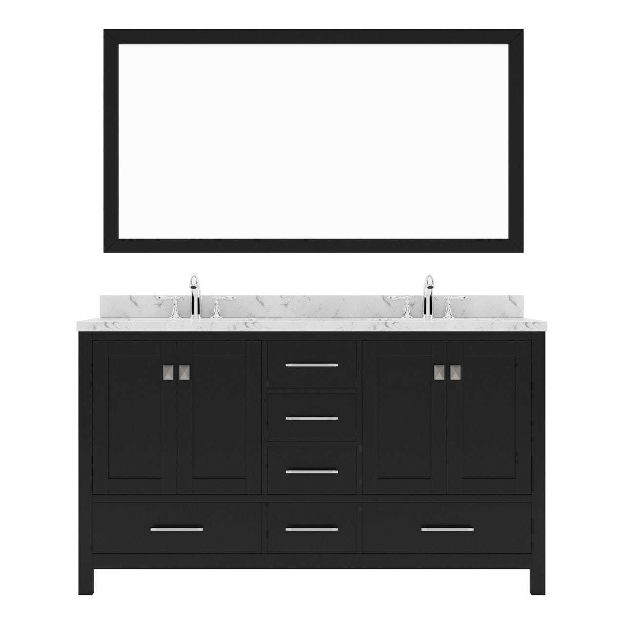 Caroline Avenue 60" Double Bath Vanity in Espresso with Quartz Top white background