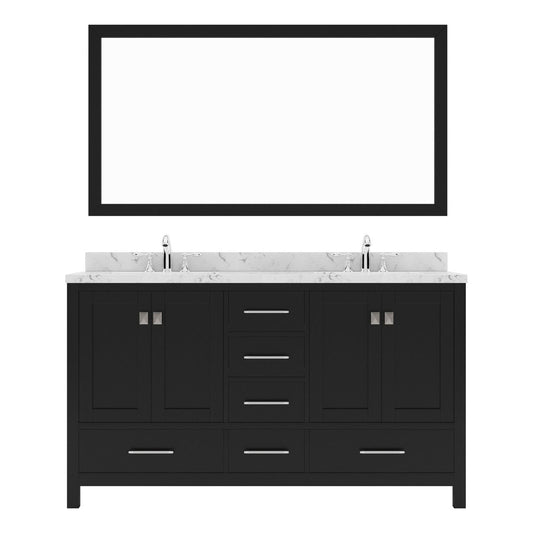 Caroline Avenue 60" Double Bath Vanity in Espresso with Quartz Top white background