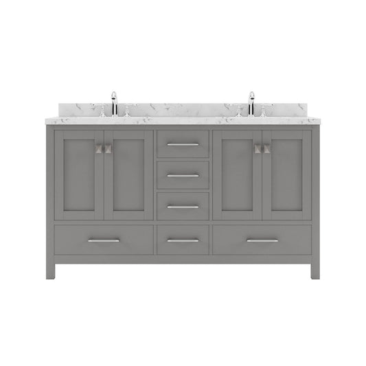 Caroline Avenue 60" Double Bath Vanity in Gray with Quartz Countertop white background