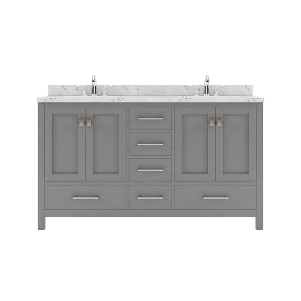 Caroline Avenue 60 Double Bath Vanity in Gray with Quartz Countertop white background