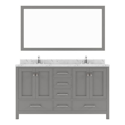 Caroline Avenue 60" Double Bath Vanity in Gray with Quartz Top white background