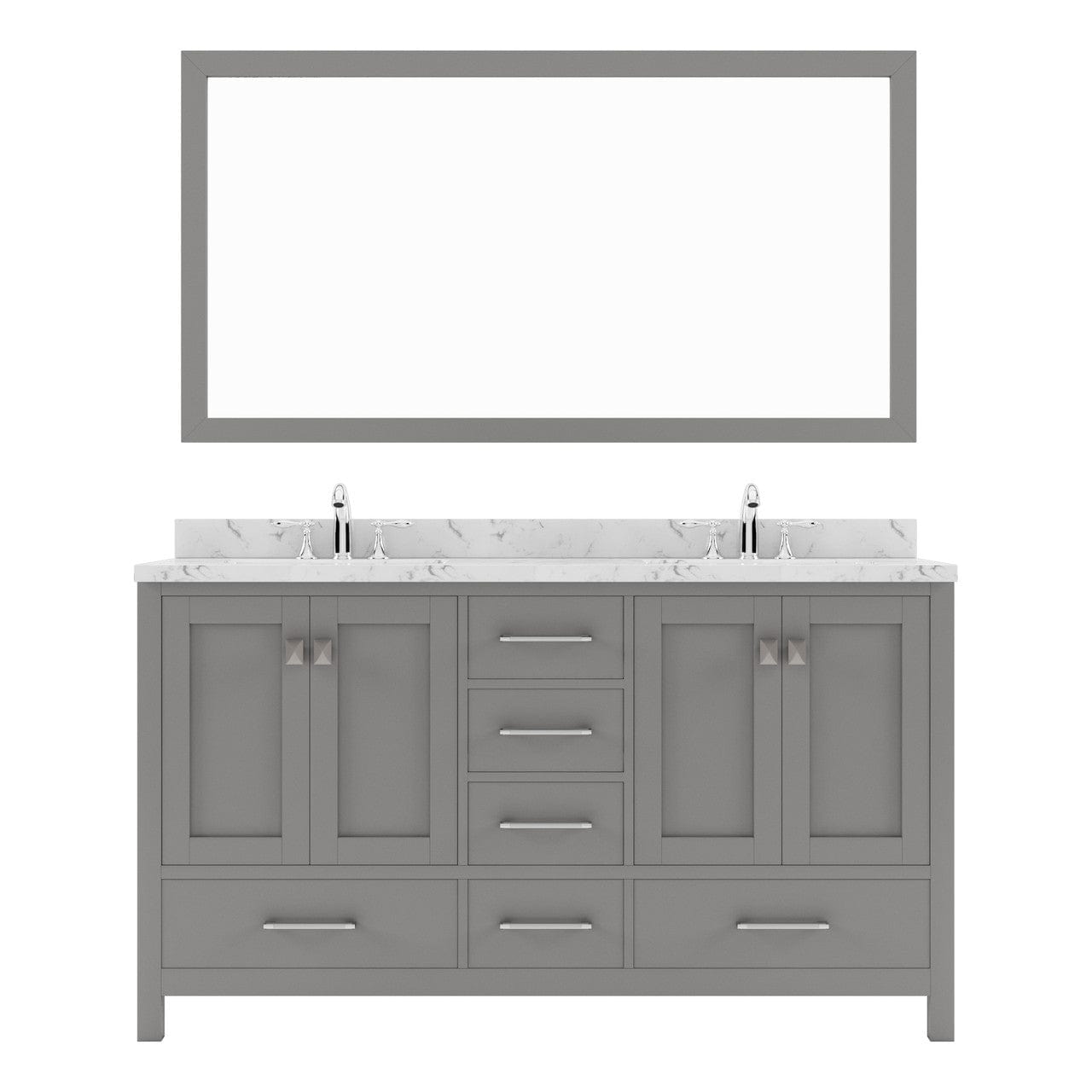 Caroline Avenue 60" Double Bath Vanity in Gray with Quartz Top white background