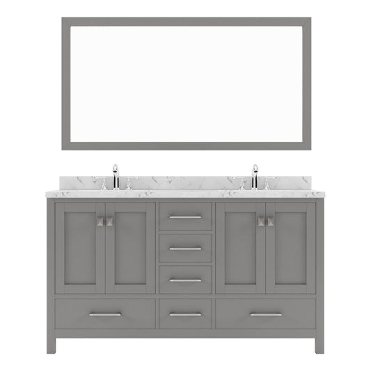 Caroline Avenue 60" Double Bath Vanity in Gray with Quartz Top white background