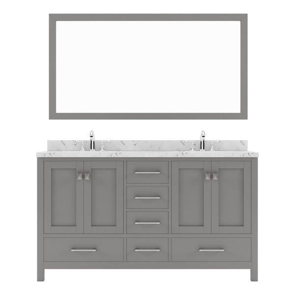 Caroline Avenue 60 Double Bath Vanity in Gray with Quartz Top white background