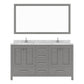 Caroline Avenue 60" Double Bath Vanity in Gray with Quartz Top and Sinks white background