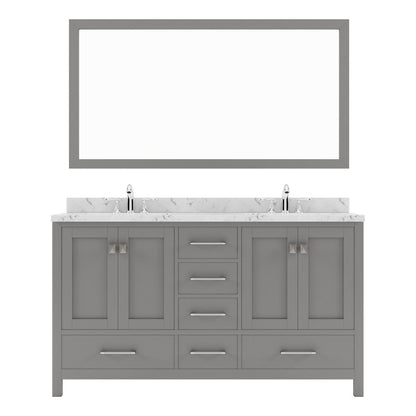 Caroline Avenue 60" Double Bath Vanity in Gray with Quartz Top and Sinks white background