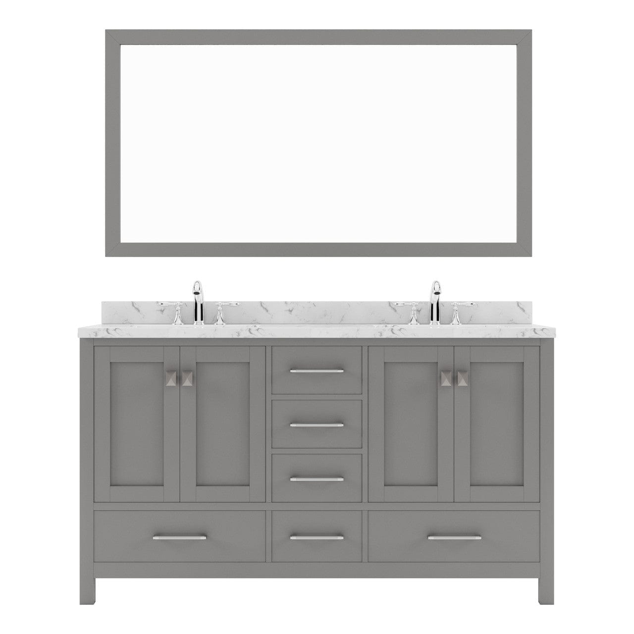 Caroline Avenue 60" Double Bath Vanity in Gray with Quartz Top and Sinks white background