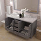 Caroline Avenue 60" Double Bath Vanity in Gray with White Quartz Countertop drawers open