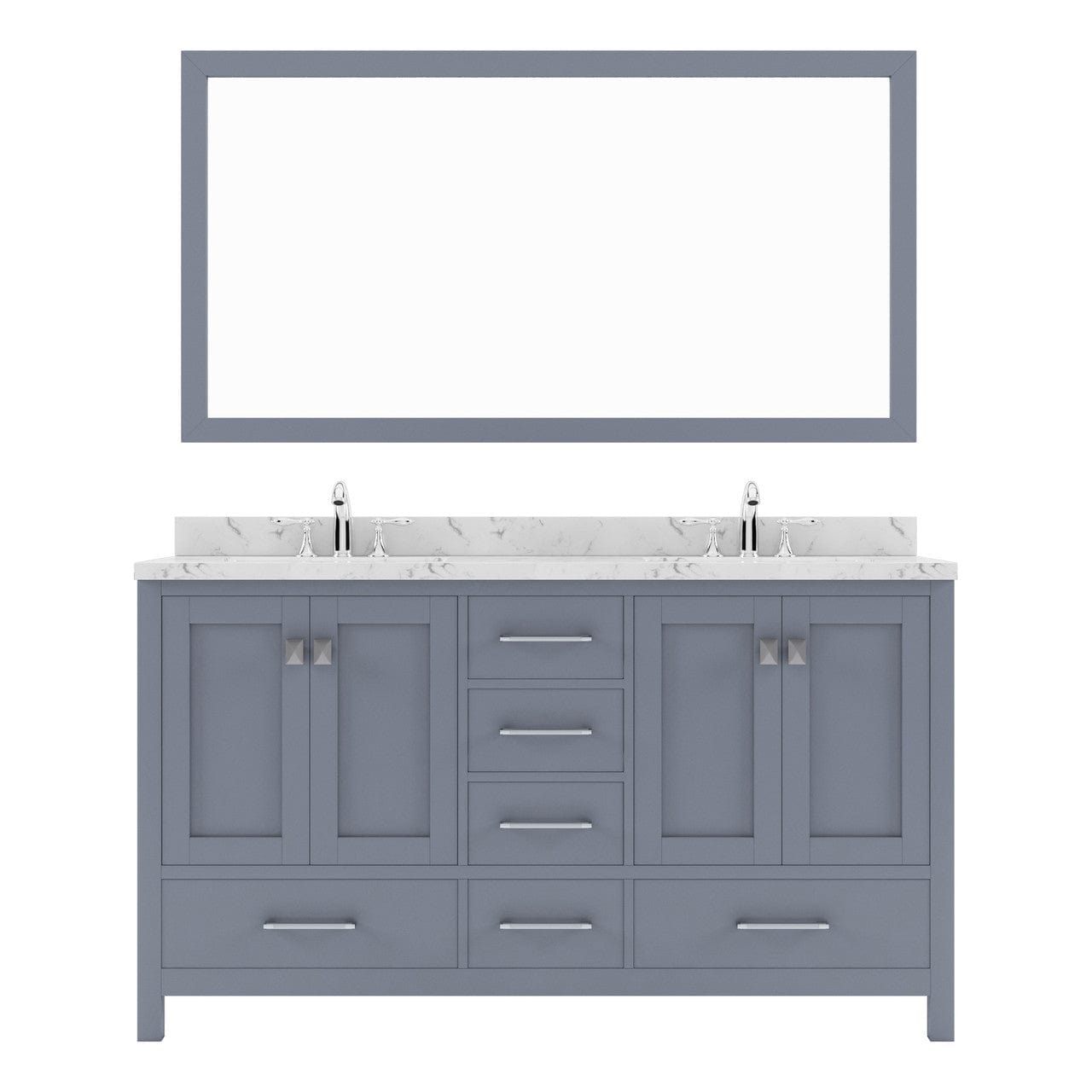 Caroline Avenue 60" Double Bath Vanity in Gray with White Quartz Top white background