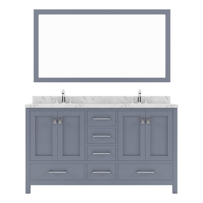 Caroline Avenue 60" Double Bath Vanity in Gray with White Quartz Top white background