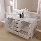 Caroline Avenue 60" Double Bath Vanity in White with White Quartz Countertop drawers open